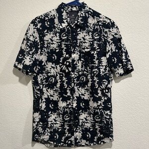 H&M Regular Fit Standard Short Sleeve Blue Men's Shirt XS Cotton 100%